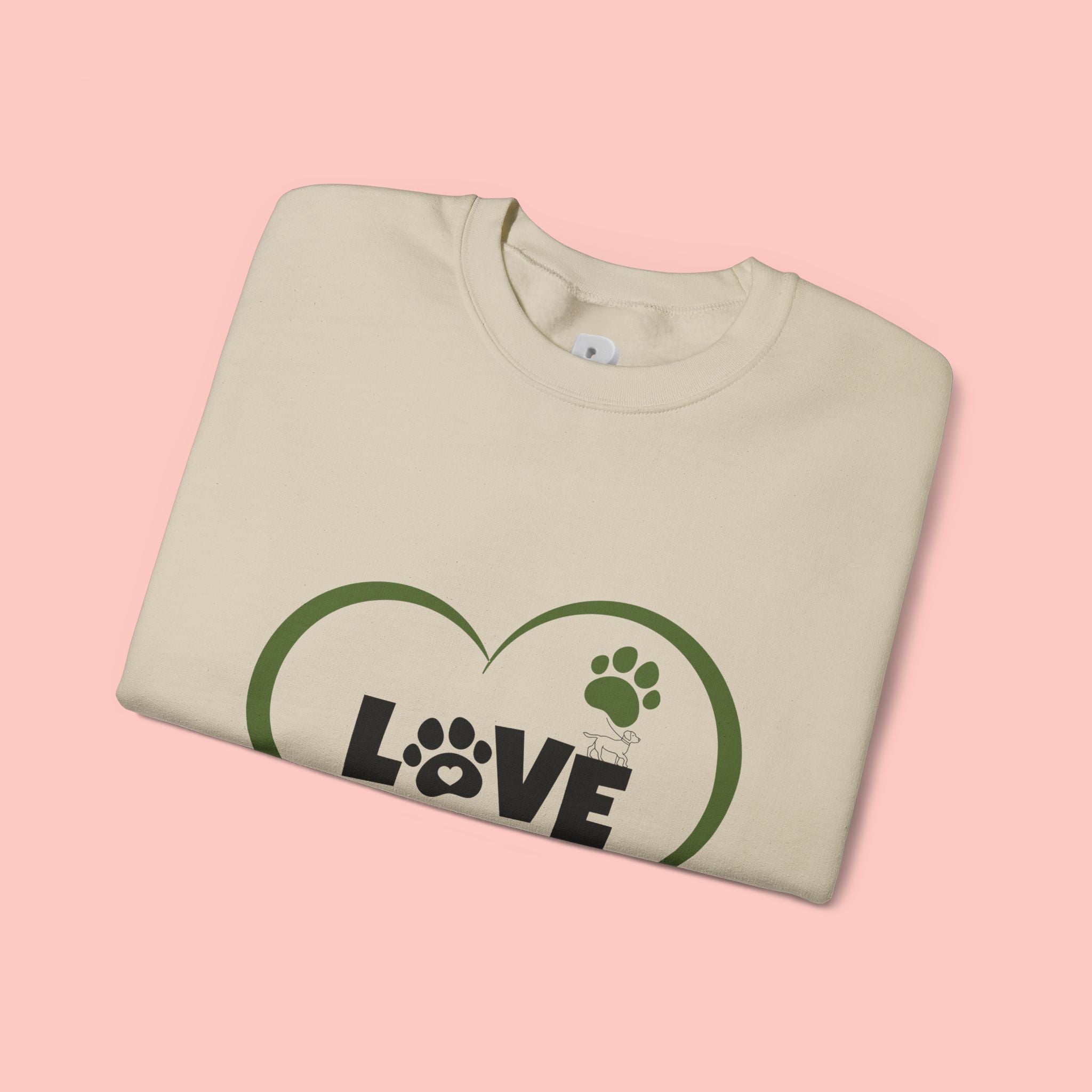 Dog Mom Heart Crewneck Sweatshirt — "LOVE Proud Dog Mom" Graphic