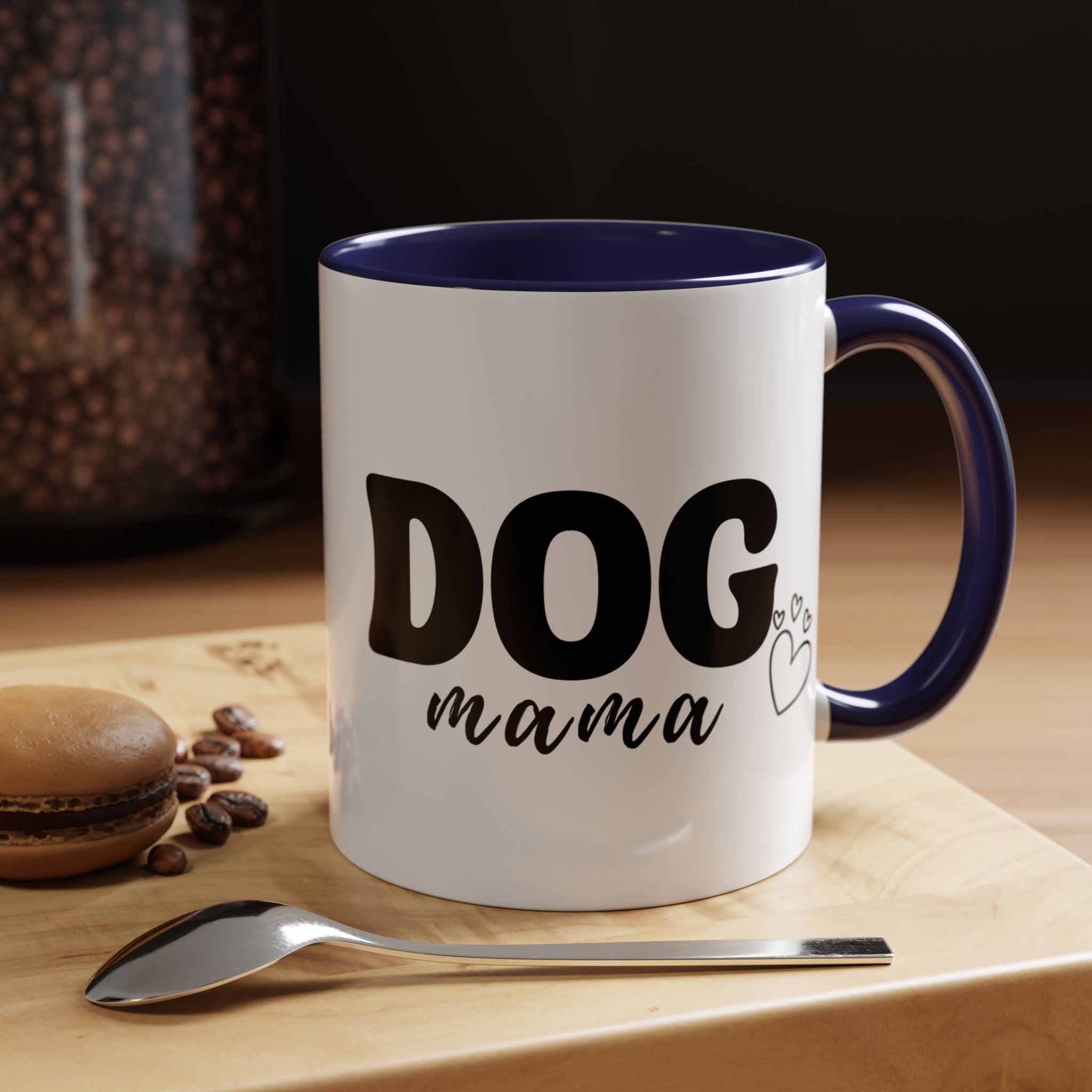 Dog Mama Accent Coffee Mug — Cute Black & White Pet Lover Gift (11/15oz)
