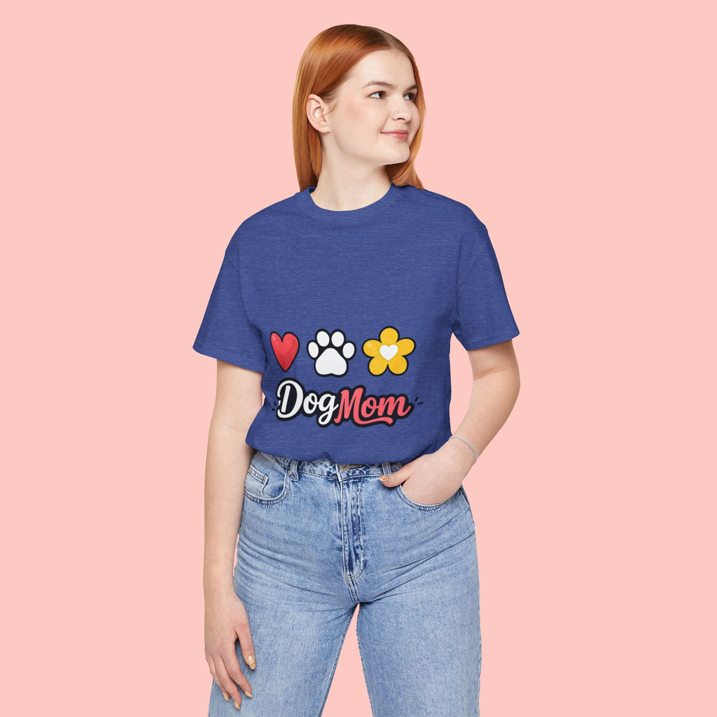 Dog Mom T-Shirt – Heart, Paw & Flower Graphic Tee