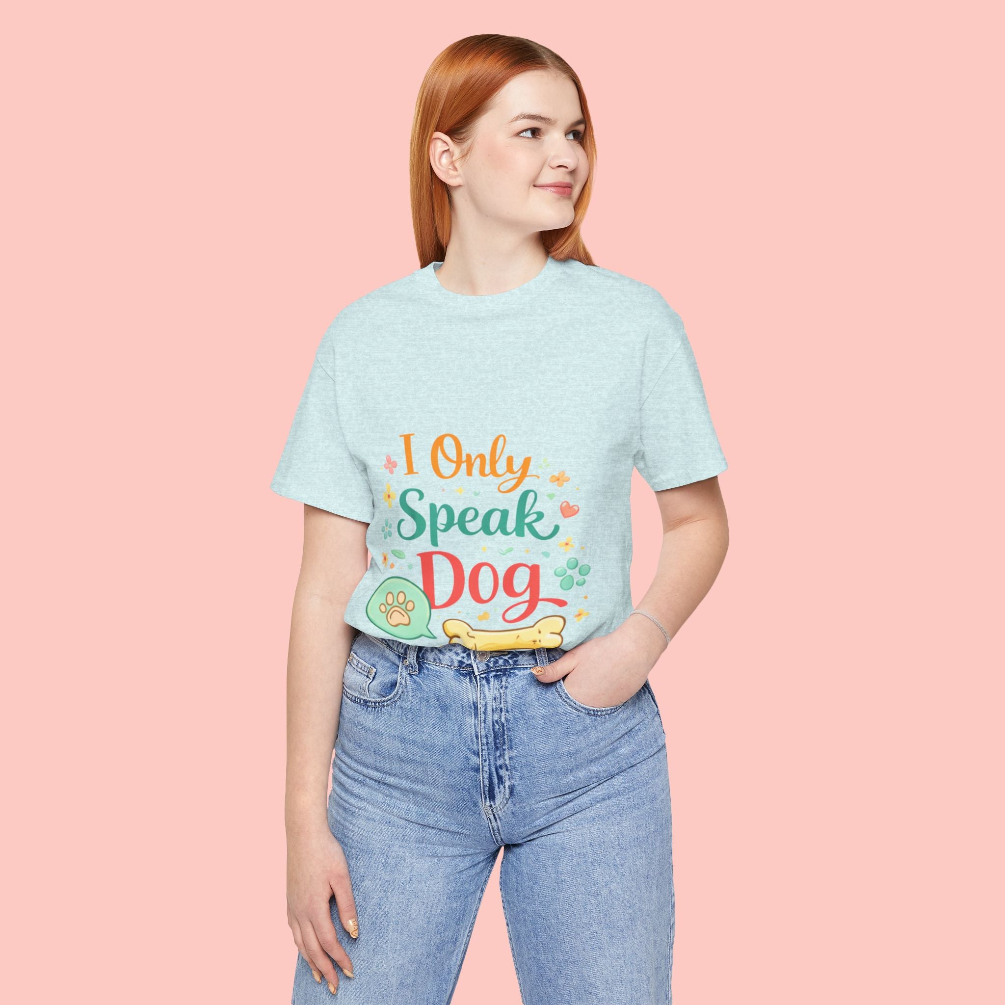 Dog Lover T‑Shirt – "I Only Speak Dog" Cute Paw & Bone Graphic Tee