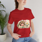 Dog Paw Floral T-Shirt — Cute Paw Print, Bone & Daisies Tee