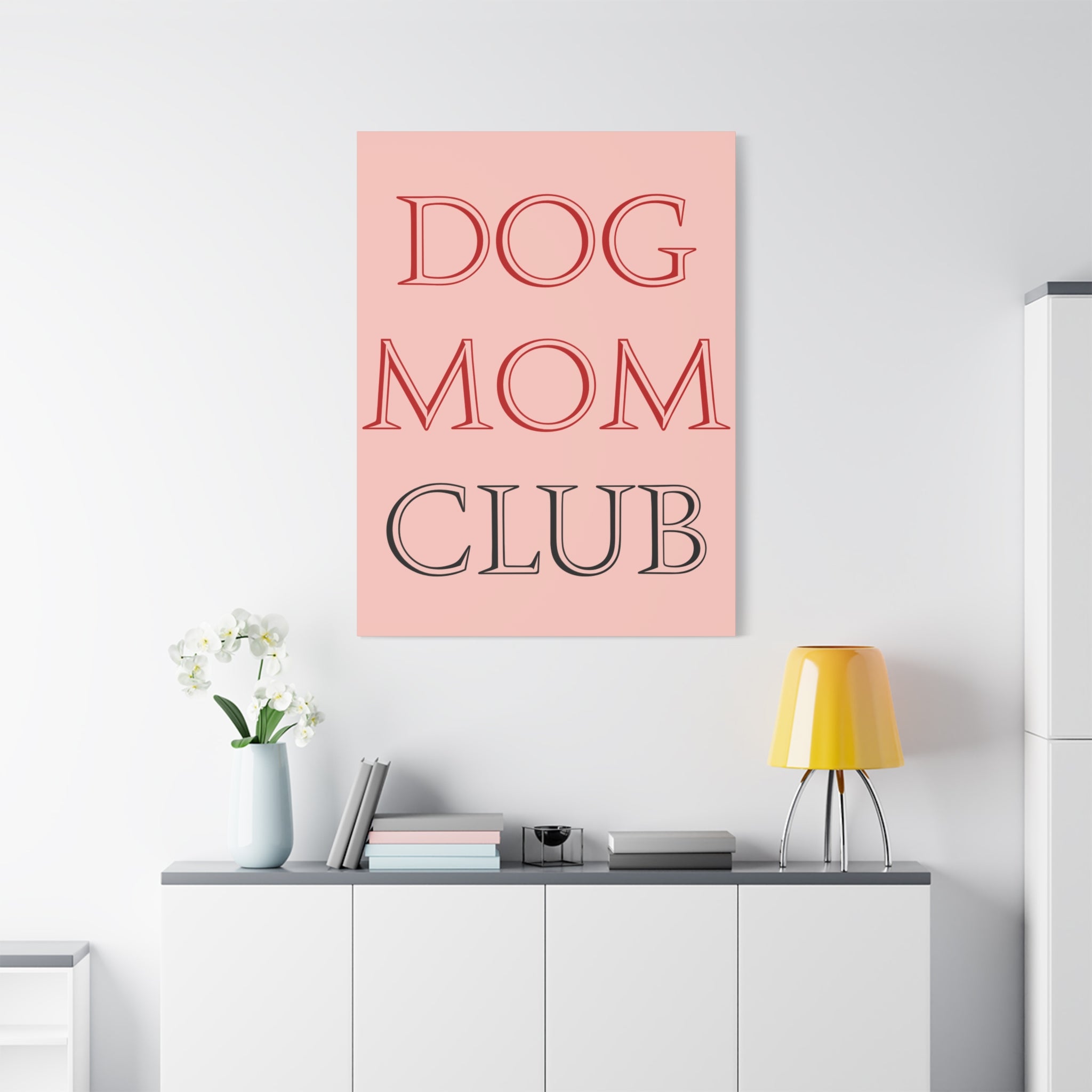 Dog Mom Club Canvas Wall Art — Pink Matte Stretched Canvas