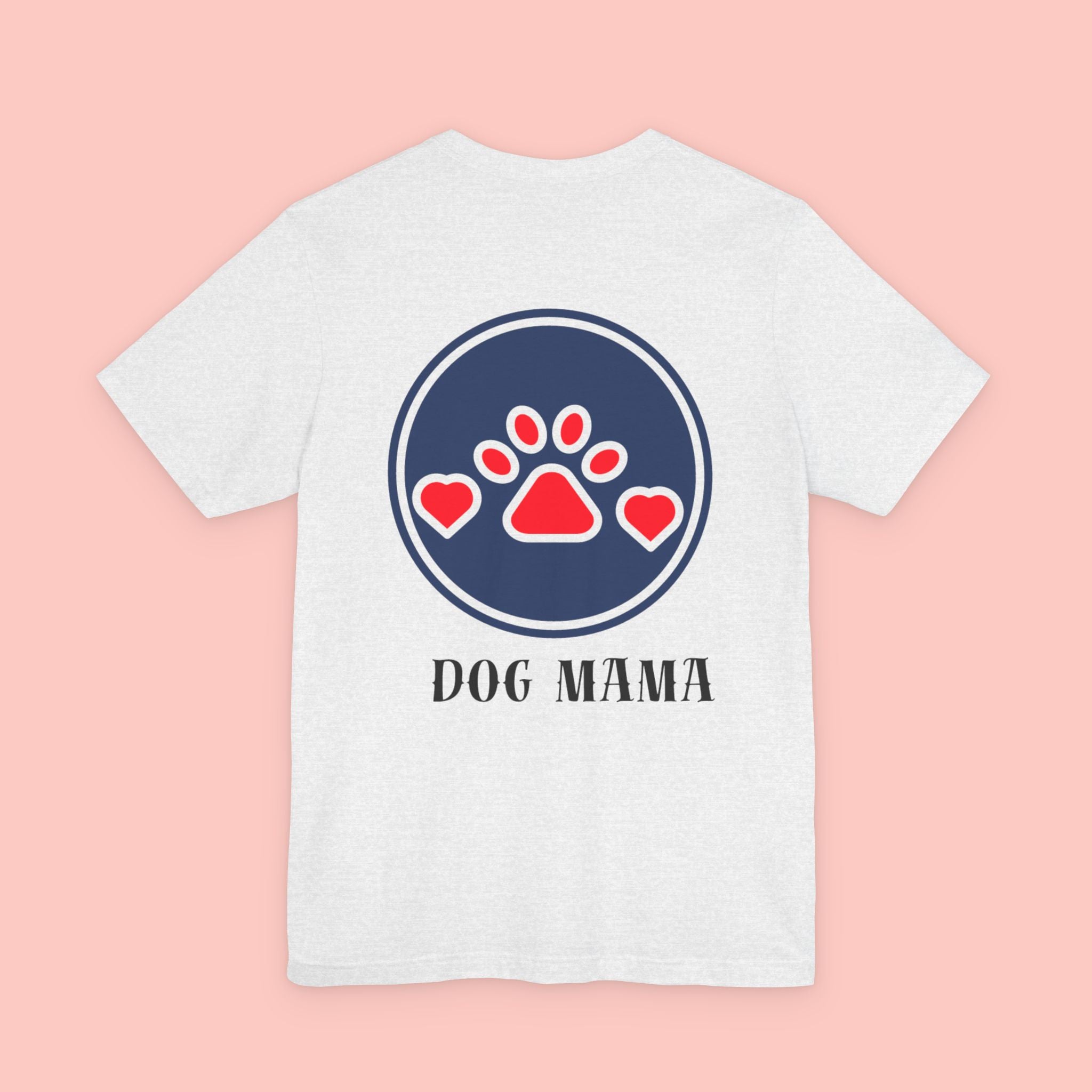 Dog Mama Tee - Paw Print Heart Graphic Short Sleeve Shirt