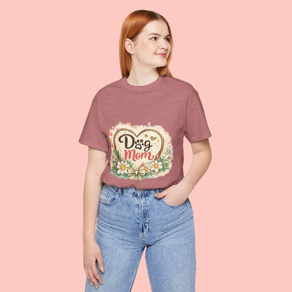 Dog Mom T-Shirt – Floral Heart Paw Design