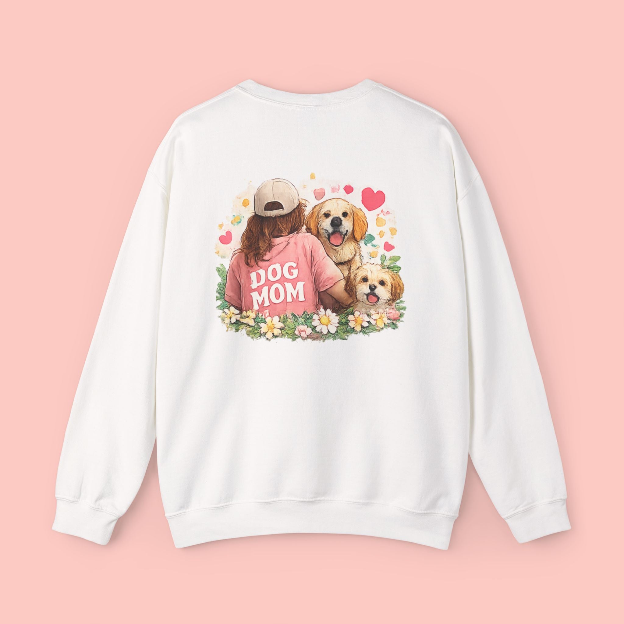 Dog Mom Crewneck Sweatshirt – Cute Floral Paw Print Back Graphic