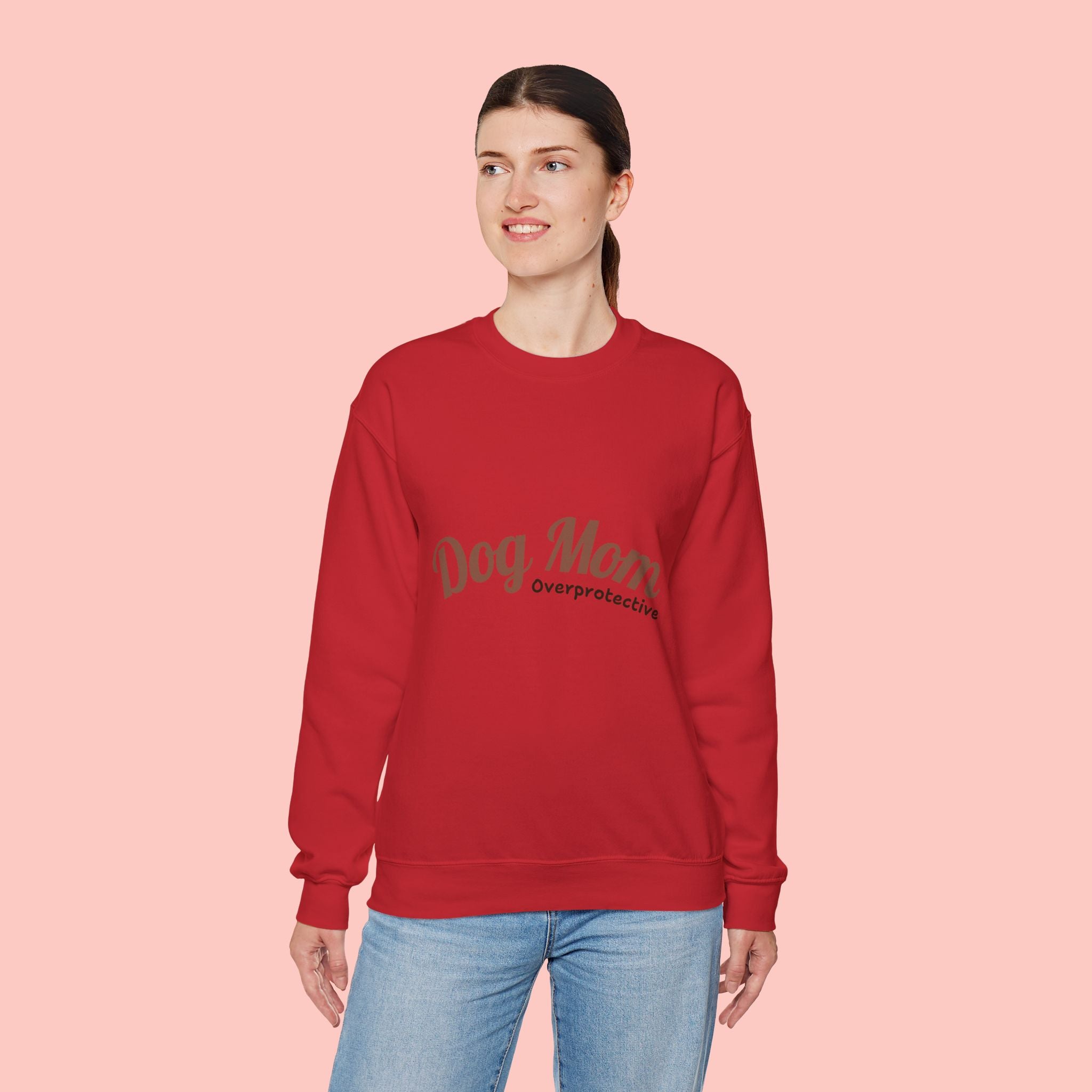 Dog Mom Crewneck Sweatshirt — "Overprotective" Cozy Pet Lover Pullover