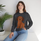 Cute Brown Puppy Sweatshirt — Cartoon Dachshund Crewneck for Dog Lovers