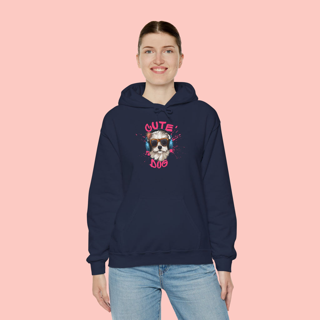 Cute Dog Hoodie with Headphones – 'Cute Dog' Graphic Pet Lover Sweatshirt