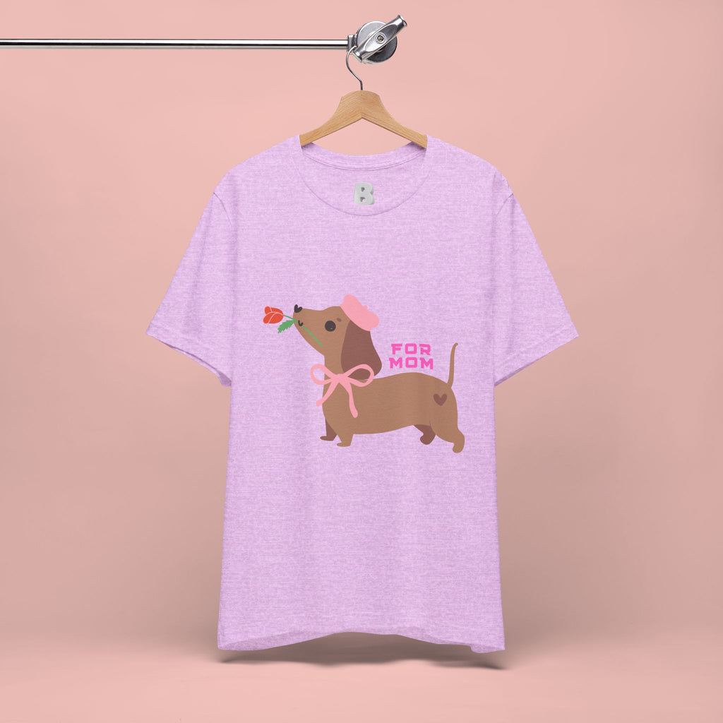 Mommy’s Dachshund Tee – Cute Dog with Rose “For Mom” Shirt