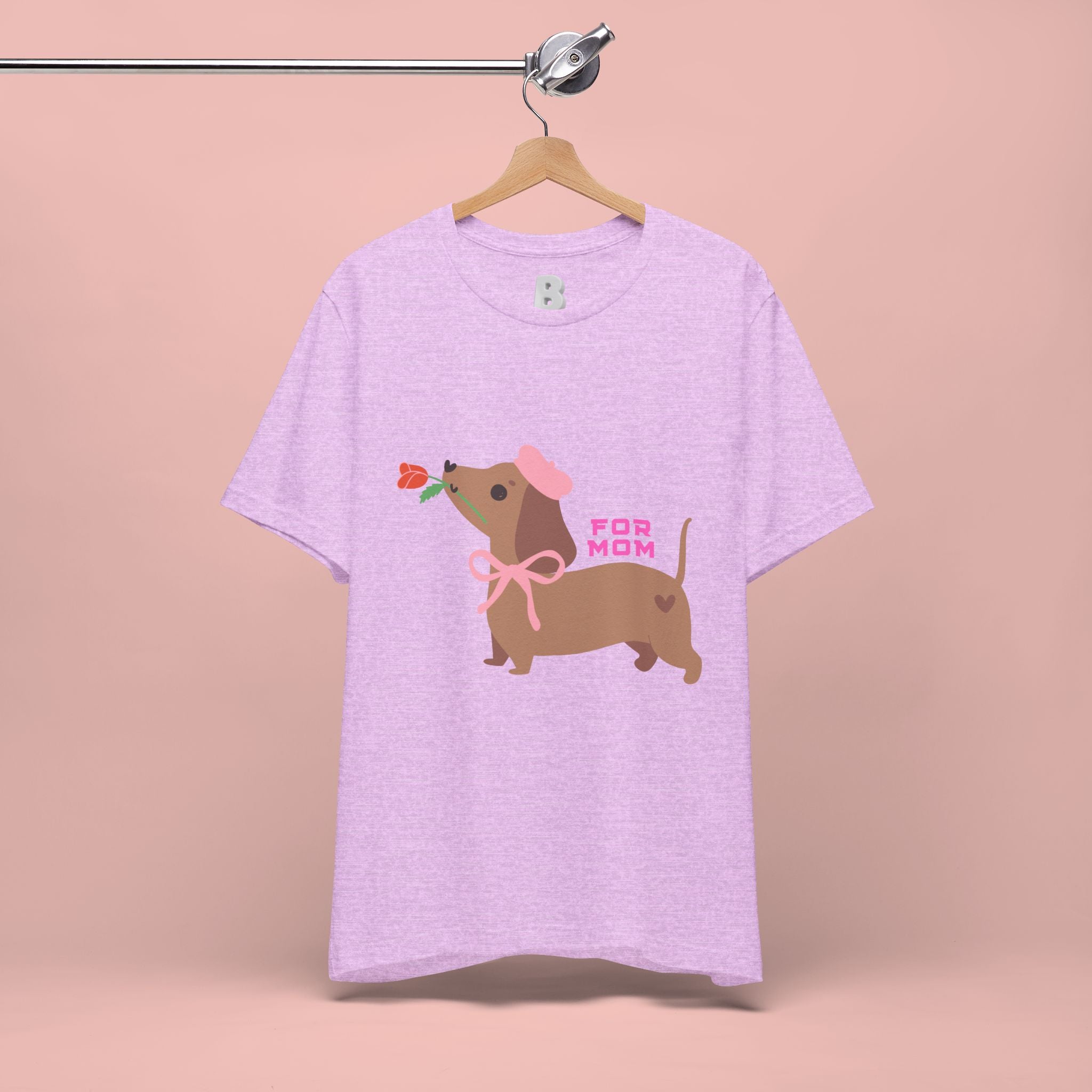 Mommy’s Dachshund Tee – Cute Dog with Rose “For Mom” Shirt