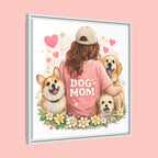 Dog Mom Canvas Print — Framed Matte Wall Art with Cute Dogs & Hearts