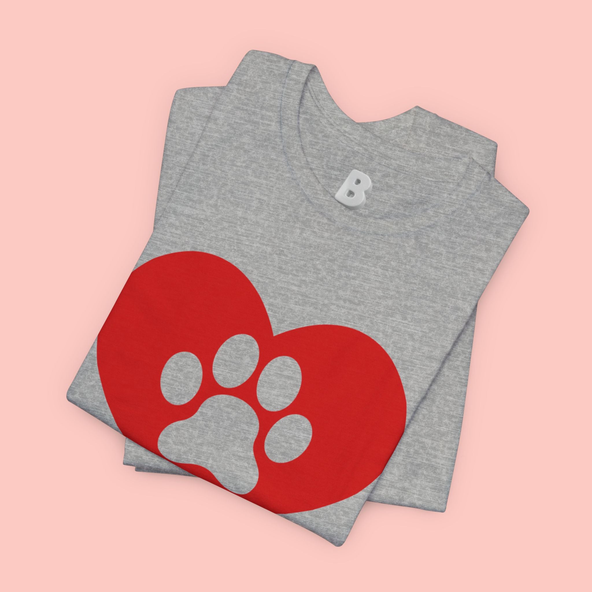 Pet Lover T-Shirt — Red Heart Paw Print Tee
