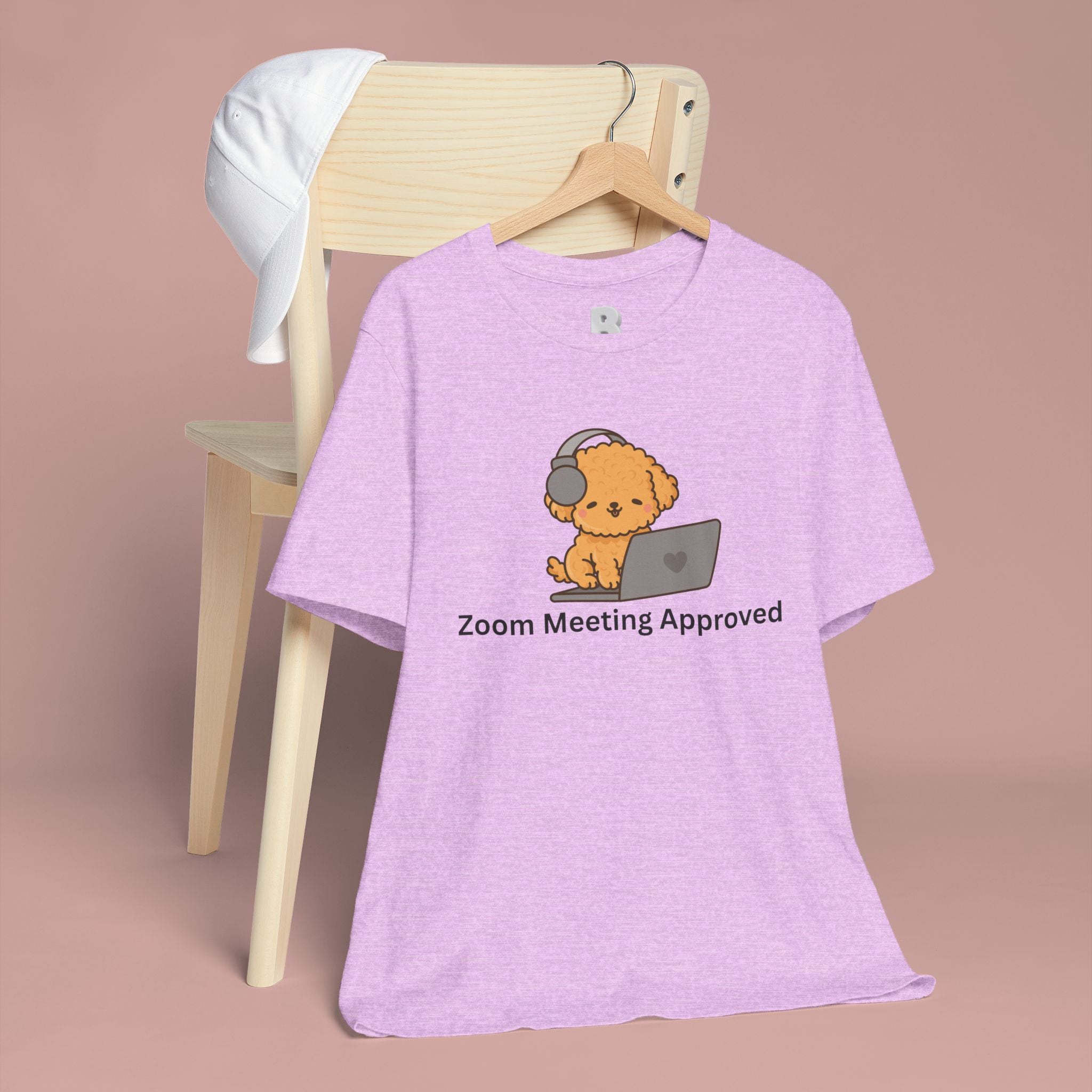 Zoom Meeting Approved Tee — Cute Puppy with Headset Laptop Graphic