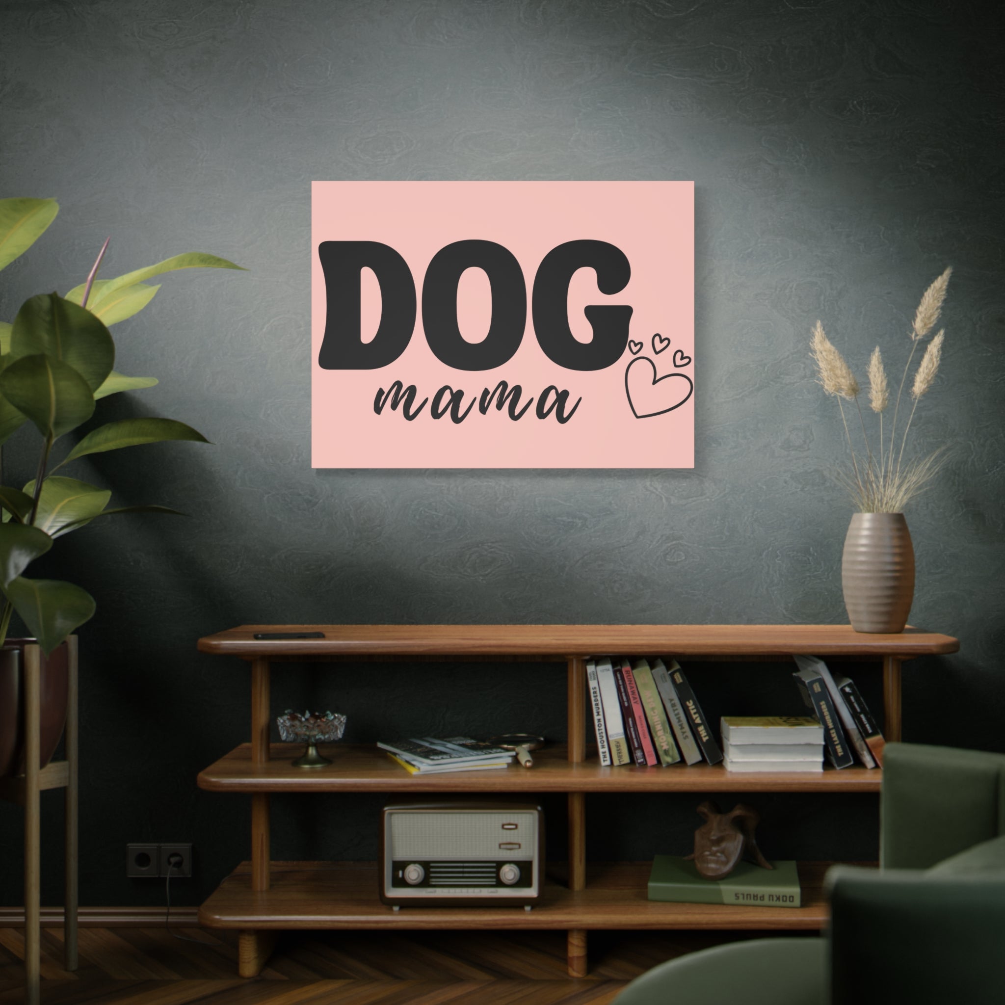 Dog Mama Pink Canvas Wall Art — Heart Pet Mom Decor
