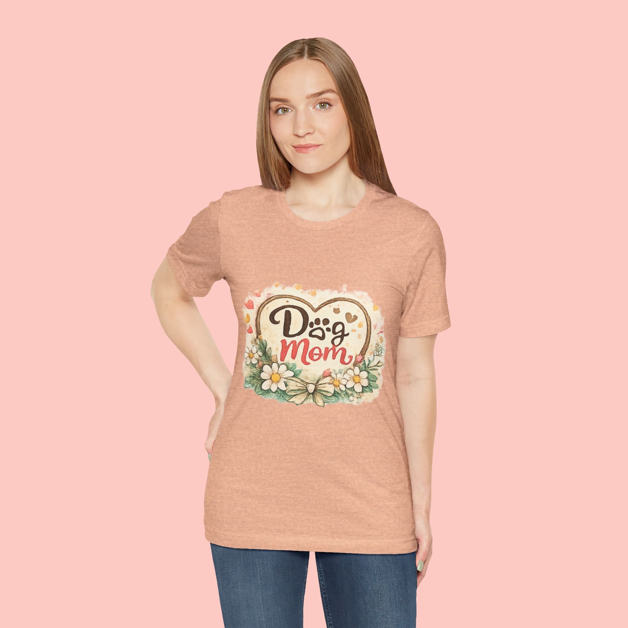 Dog Mom T-Shirt – Floral Heart Paw Design