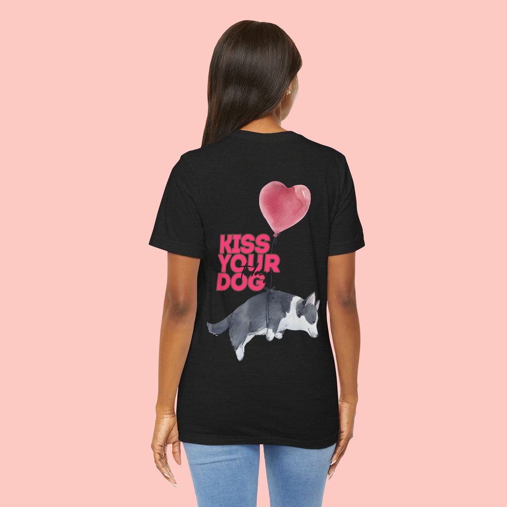 Kiss Your Dog Tee — Corgi Heart Balloon Graphic T-Shirt