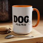 Dog Mama Accent Coffee Mug — Cute Black & White Pet Lover Gift (11/15oz)