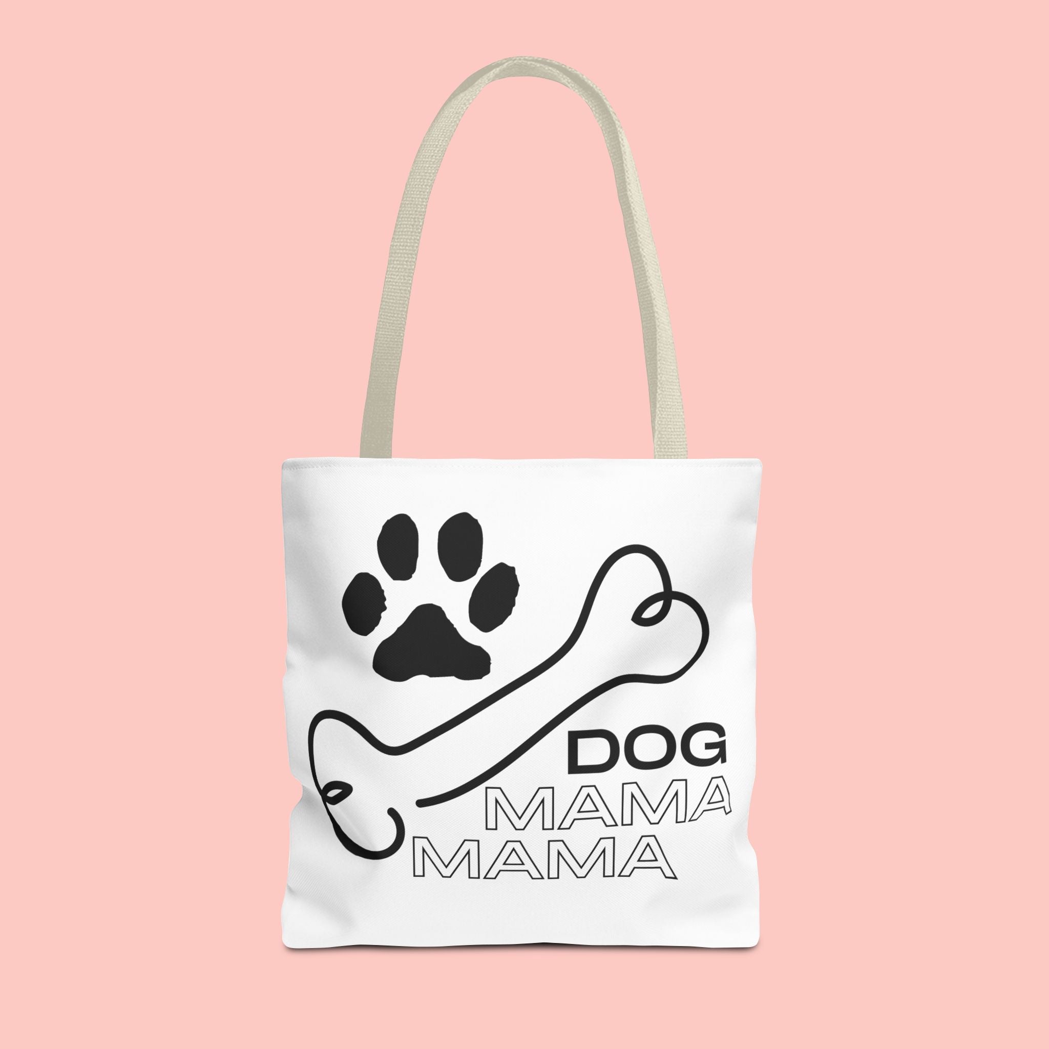 Dog Mama Tote Bag — Paw Print & Bone Graphic Canvas Shopper
