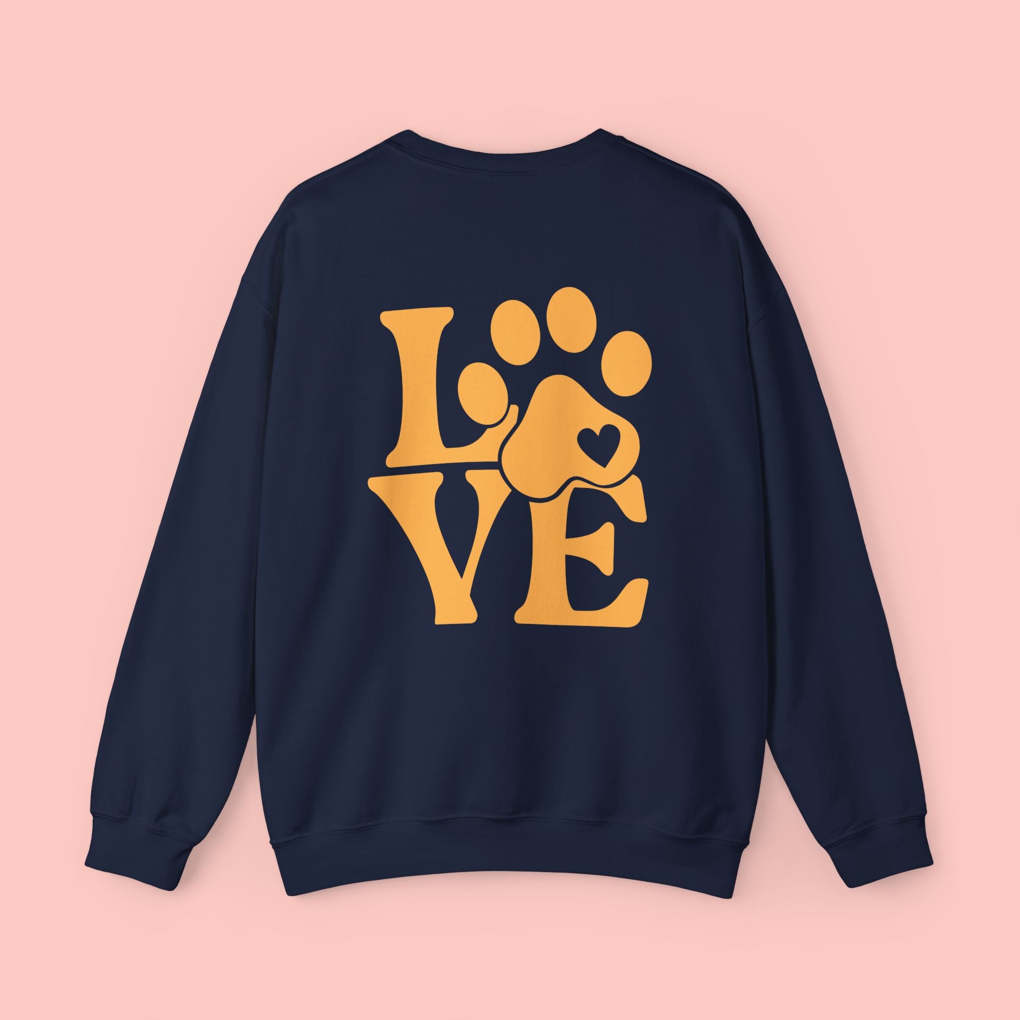 Crewneck Sweatshirt - 'LOVE' Paw Print Graphic | Pet Lover Pullover