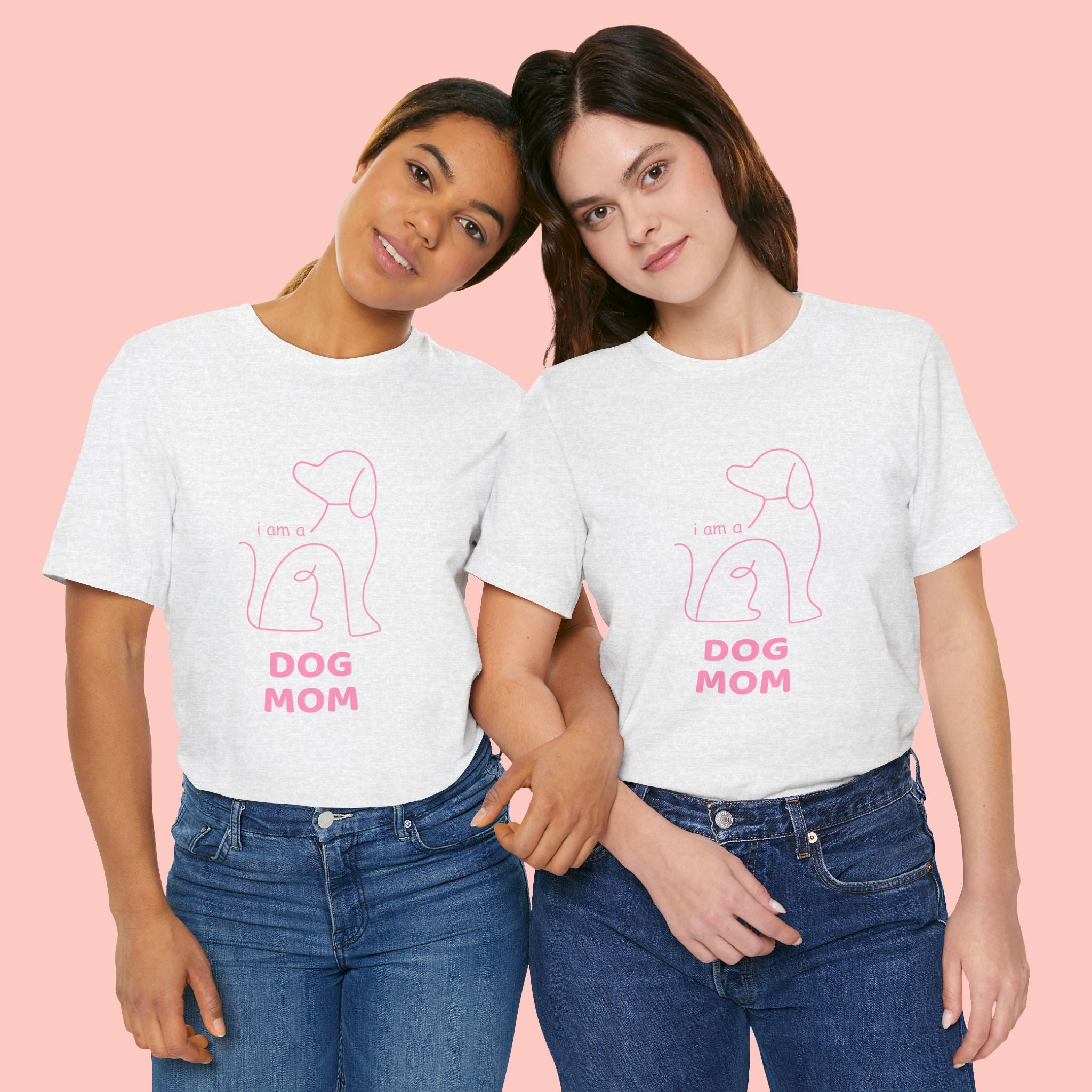 Dog Mom T‑Shirt – Minimal Pink Line Art Dog Tee