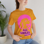 All Smiles Mom's Rules T-Shirt — Cute Pink Dog Graphic Tee for Moms & Pet Lovers
