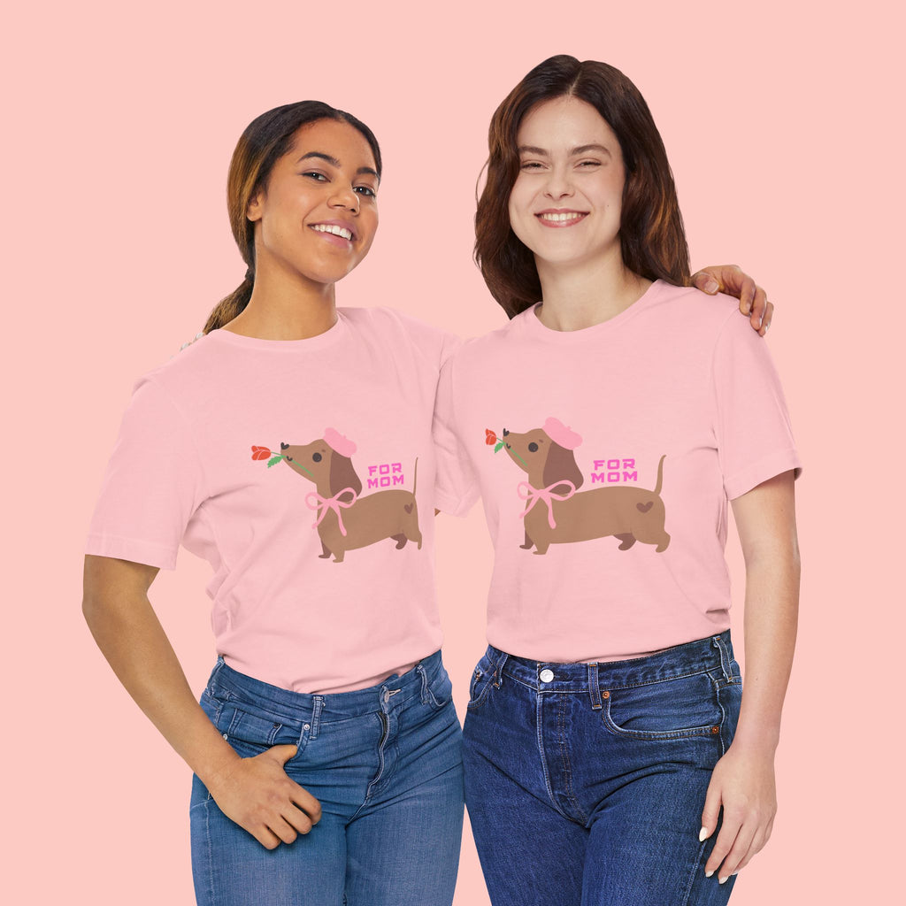 Mommy’s Dachshund Tee – Cute Dog with Rose “For Mom” Shirt