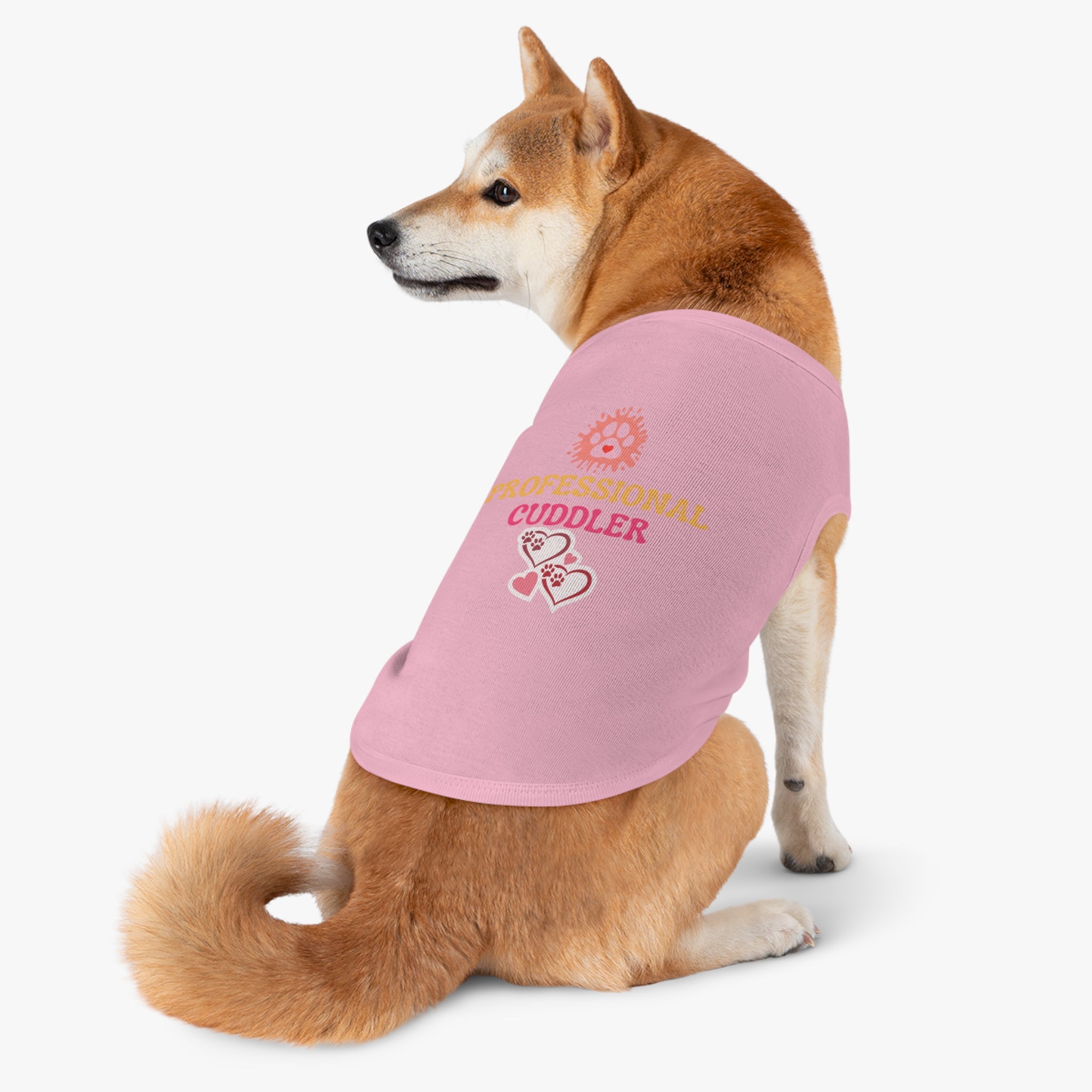 Professional Cuddler Pet Tank Top — Cute Paw Heart Dog & Cat Shirt for Small Pets