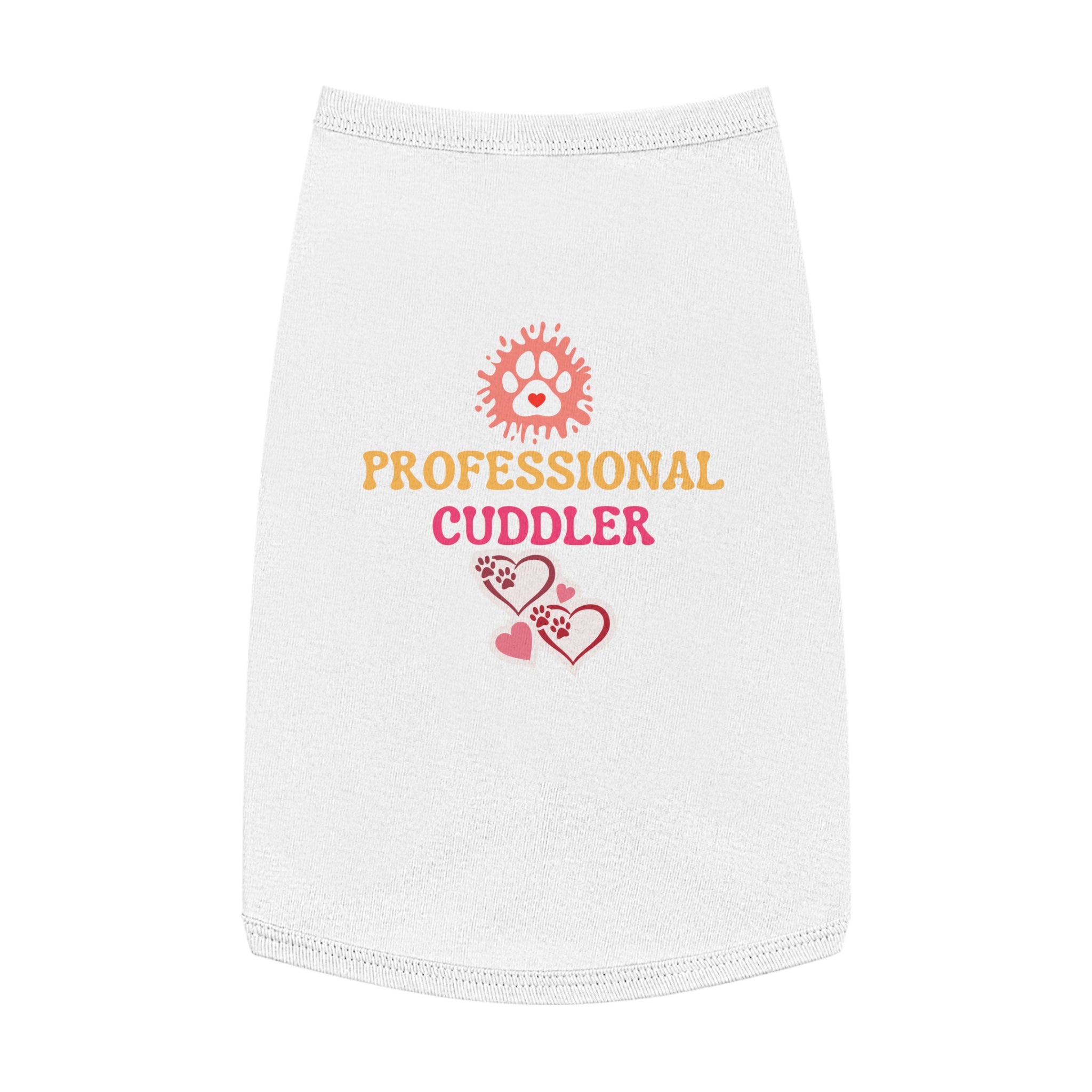 Professional Cuddler Pet Tank Top — Cute Paw Heart Dog & Cat Shirt for Small Pets