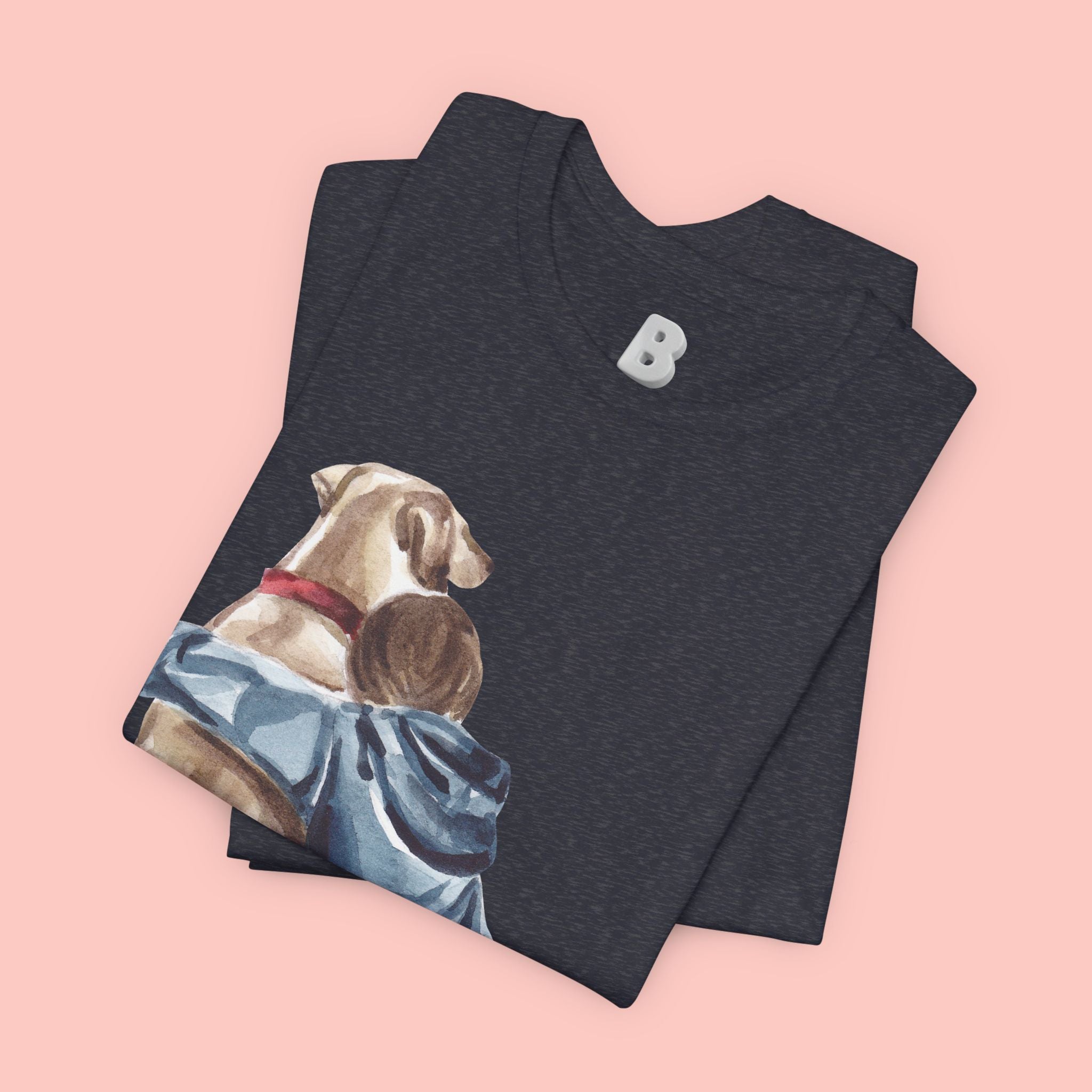 Cuddles Over Everything Tee — Boy Hugging Dog Animal Lover T-Shirt