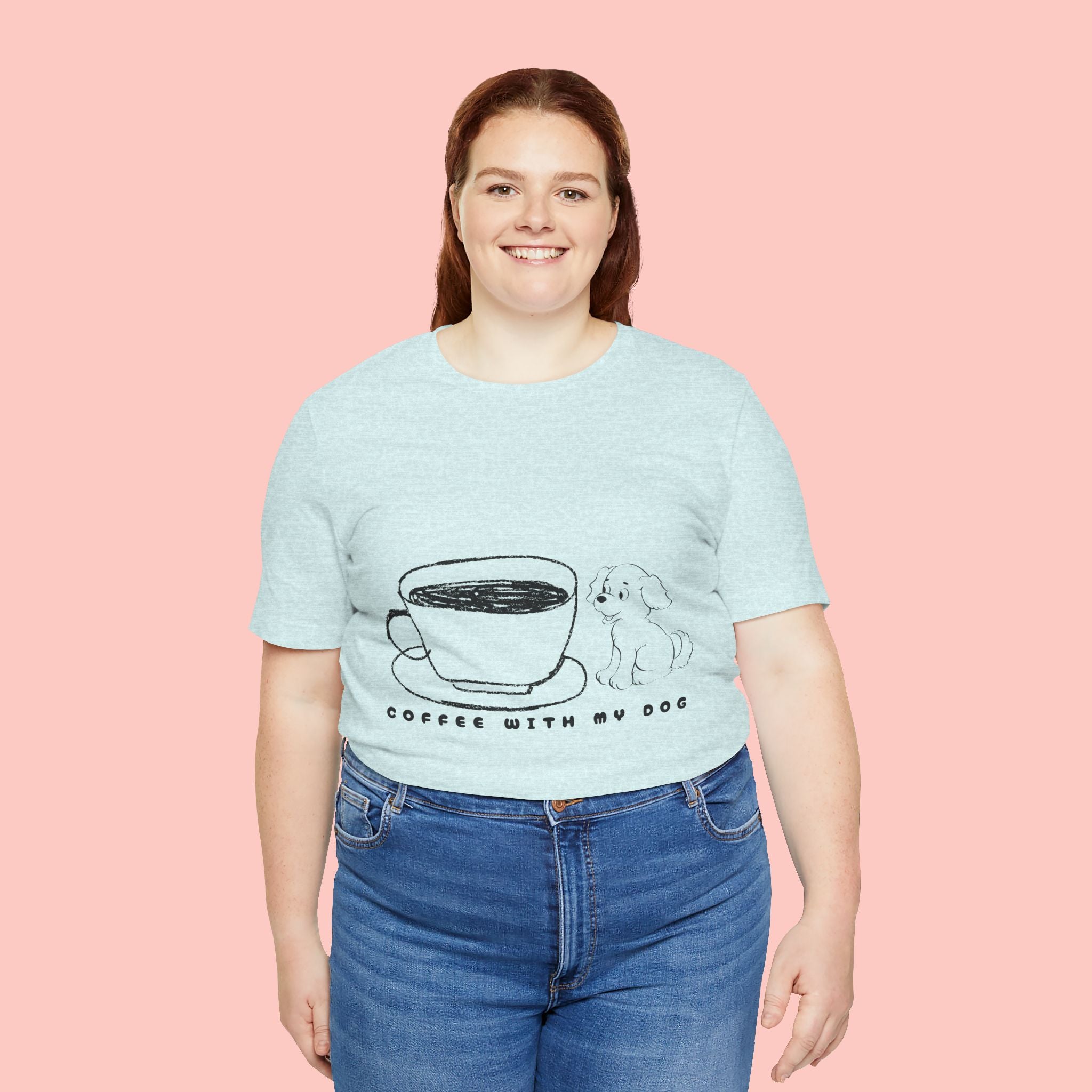 Coffee With My Dog T‑Shirt — Cute Minimalist Dog & Coffee Tee