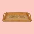 Bamboo Serving Tray – Engraved “MESSY KITCHEN HAPPY DOG PROUD MOM”