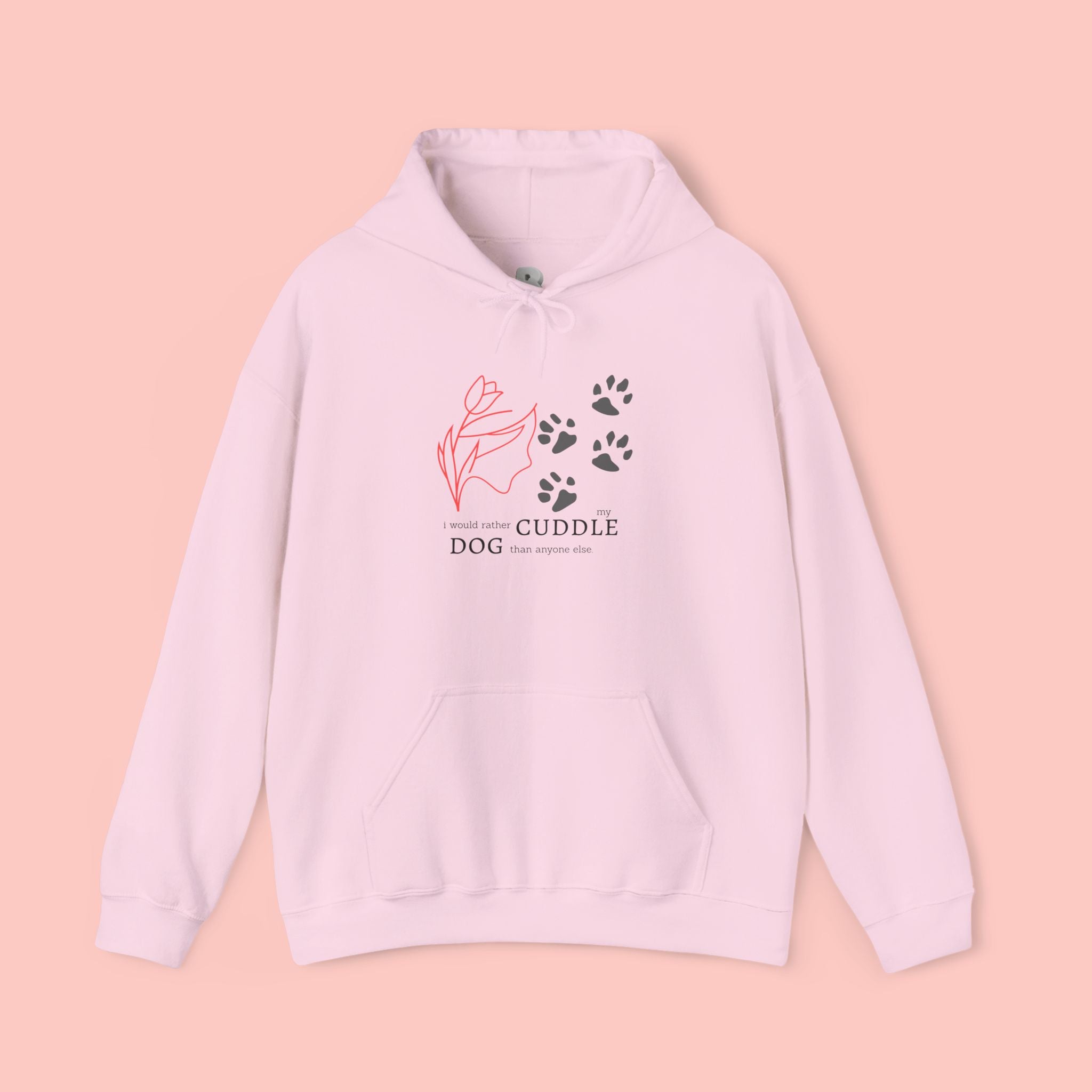 Dog Cuddle Hoodie – Minimal Paw Print & Script Pet Lover Sweatshirt