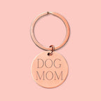 Dog Mom Engraved Stainless Steel Round Keychain