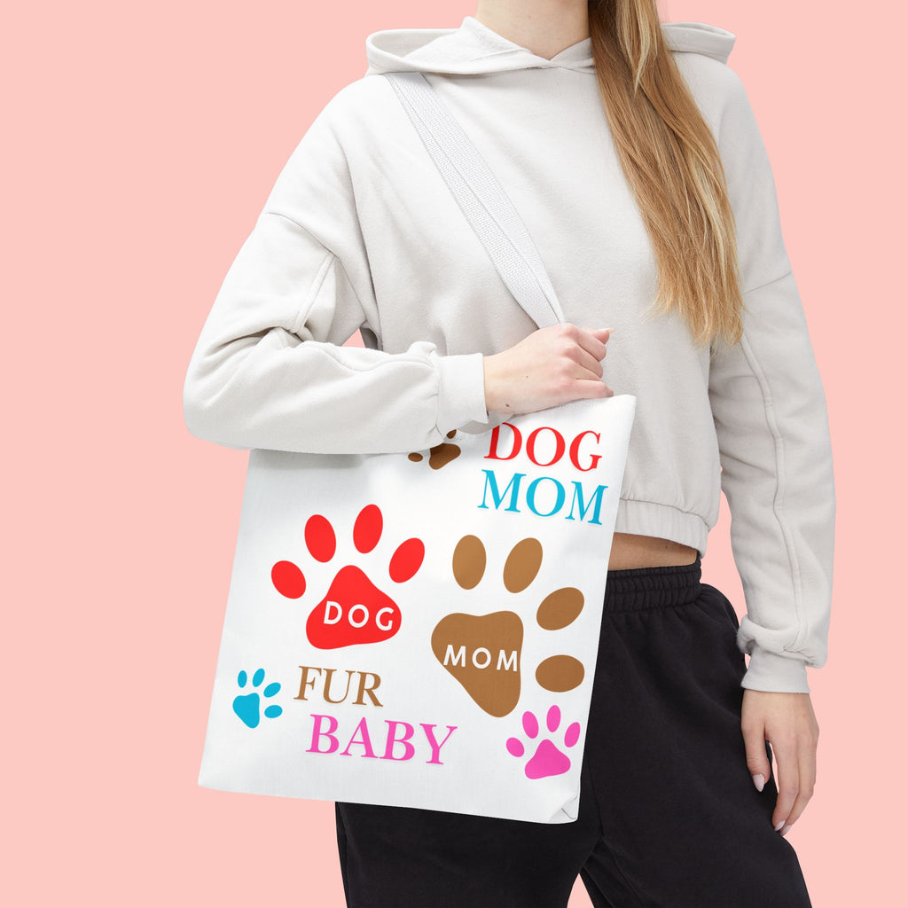 Dog Mom Tote Bag – "Fur Baby" Paw Print AOP Tote