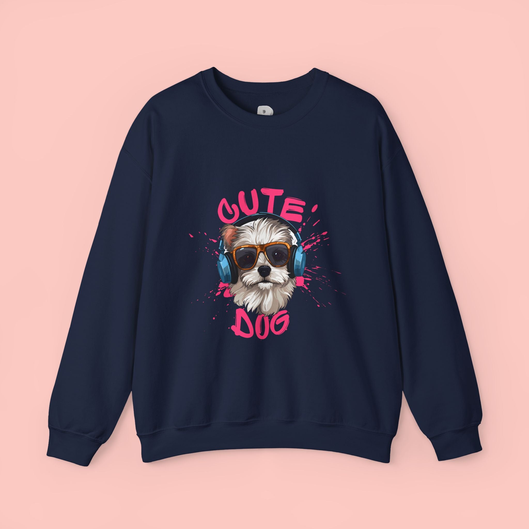 Cute Dog Sweatshirt — Cool Pup with Headphones Graphic Crewneck