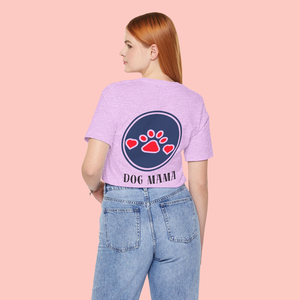 Dog Mama Tee - Paw Print Heart Graphic Short Sleeve Shirt