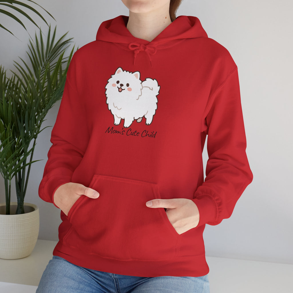 Pomeranian 'Mom's Little Child' Hoodie – Cute White Dog Graphic Pullover