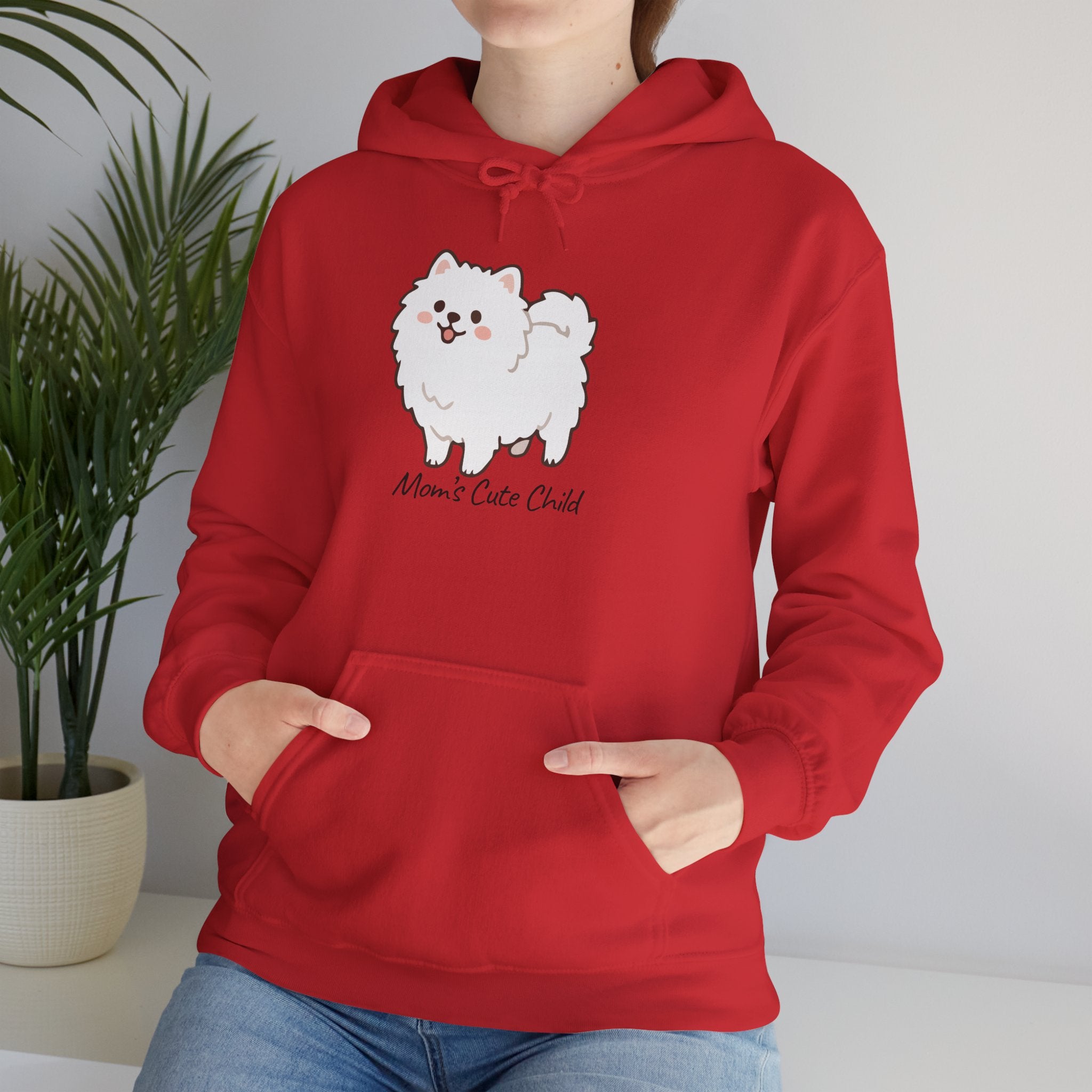 Pomeranian 'Mom's Little Child' Hoodie – Cute White Dog Graphic Pullover