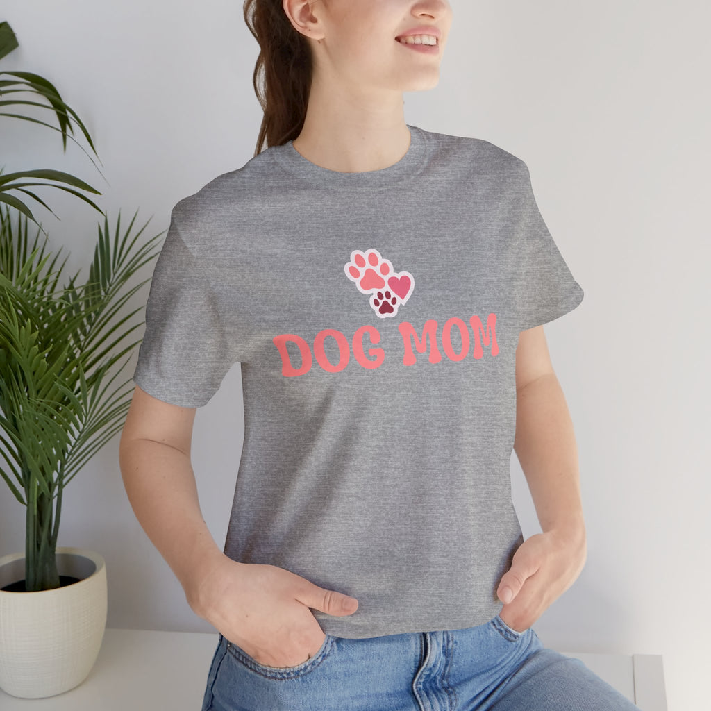 Dog Mom T-Shirt — Pink Paw Graphic Tee for Dog Lovers