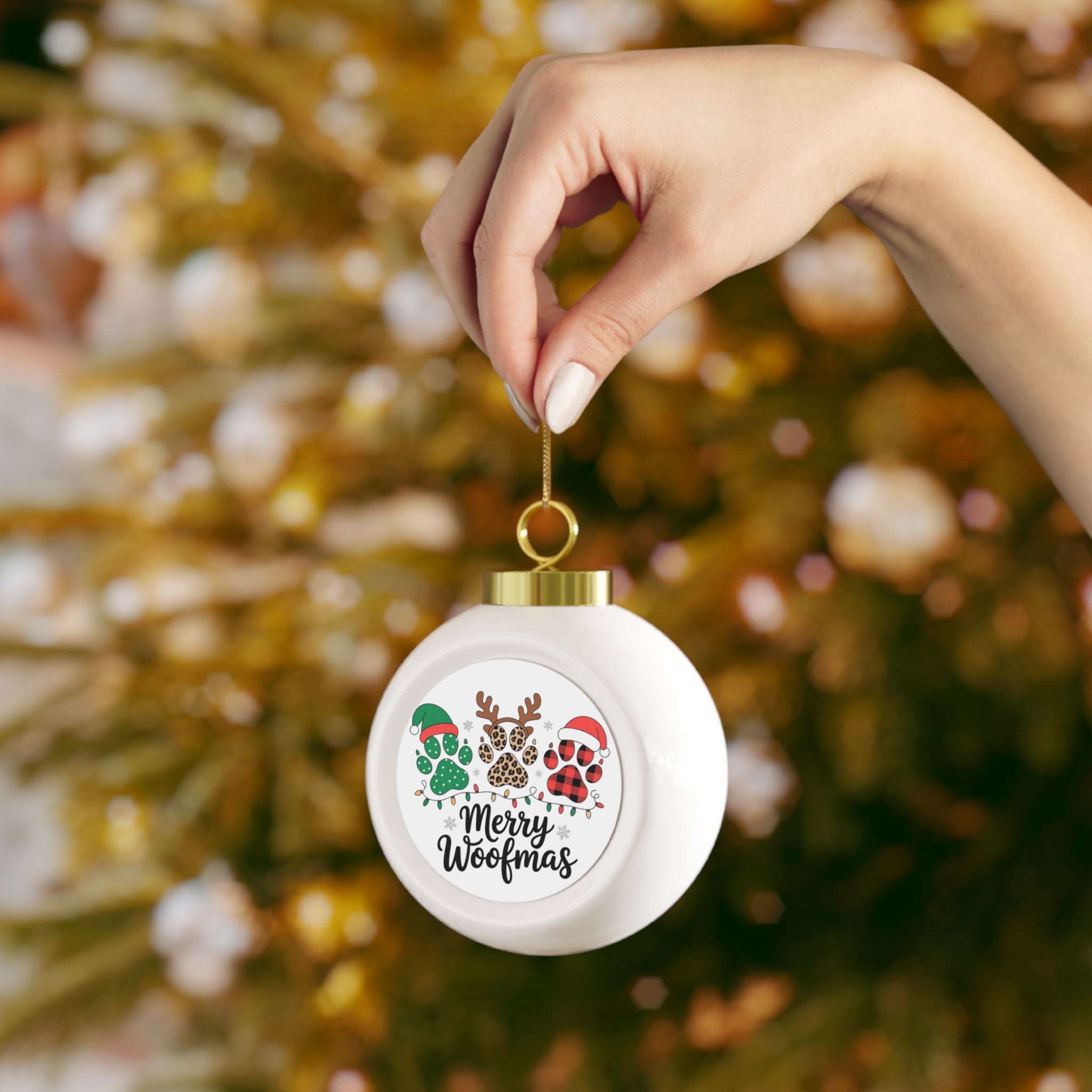 Merry Woofmas Dog Paw Christmas Ornament