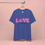 Love Dog Mom T-Shirt — Pink Paw Graphic Tee