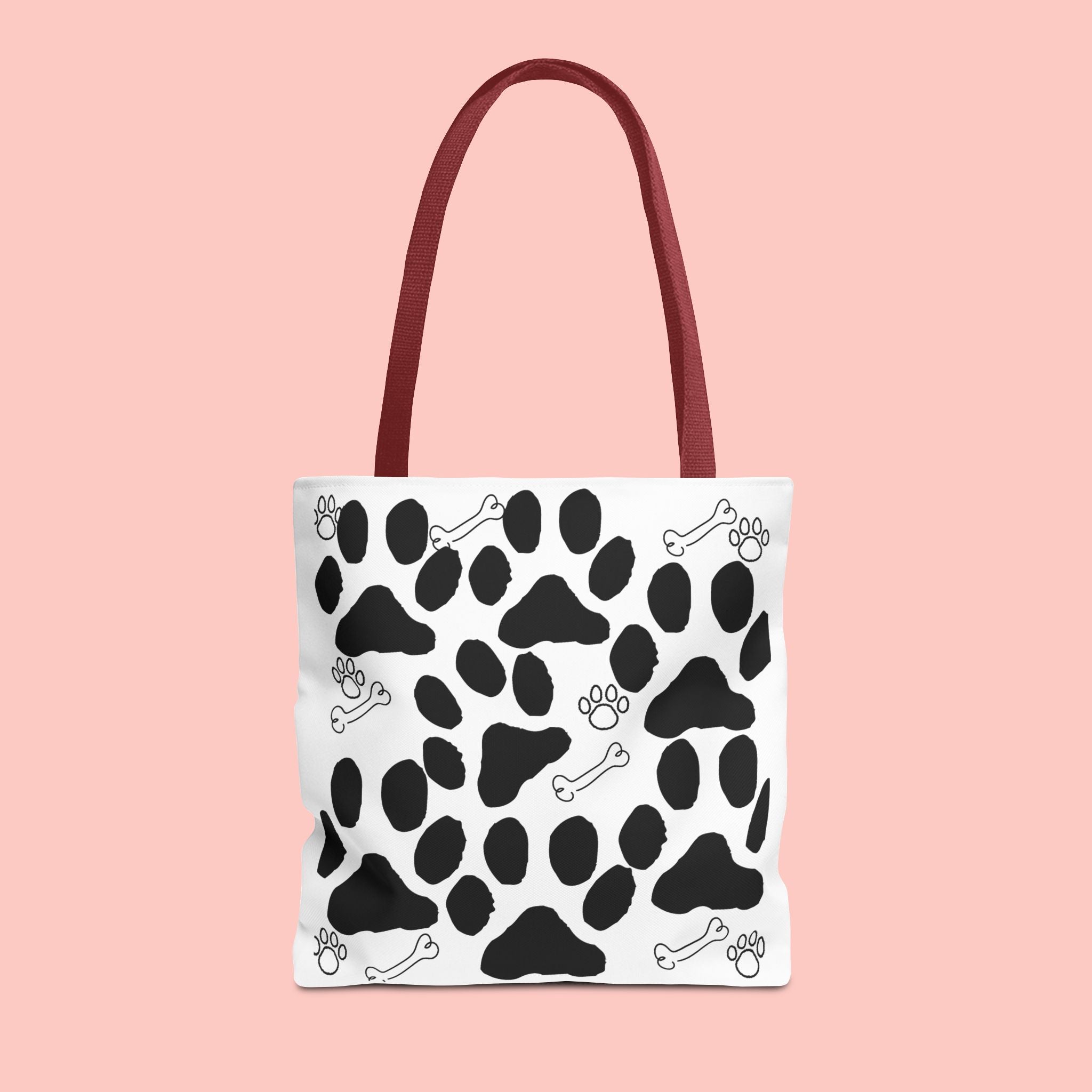 Dalmatian Paw Print Tote Bag — Dog Bones & Paw Pattern AOP Tote