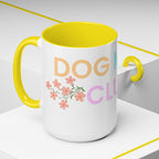 Dog Mom Club Accent Coffee Mug – Colorful Paw Print 11/15oz