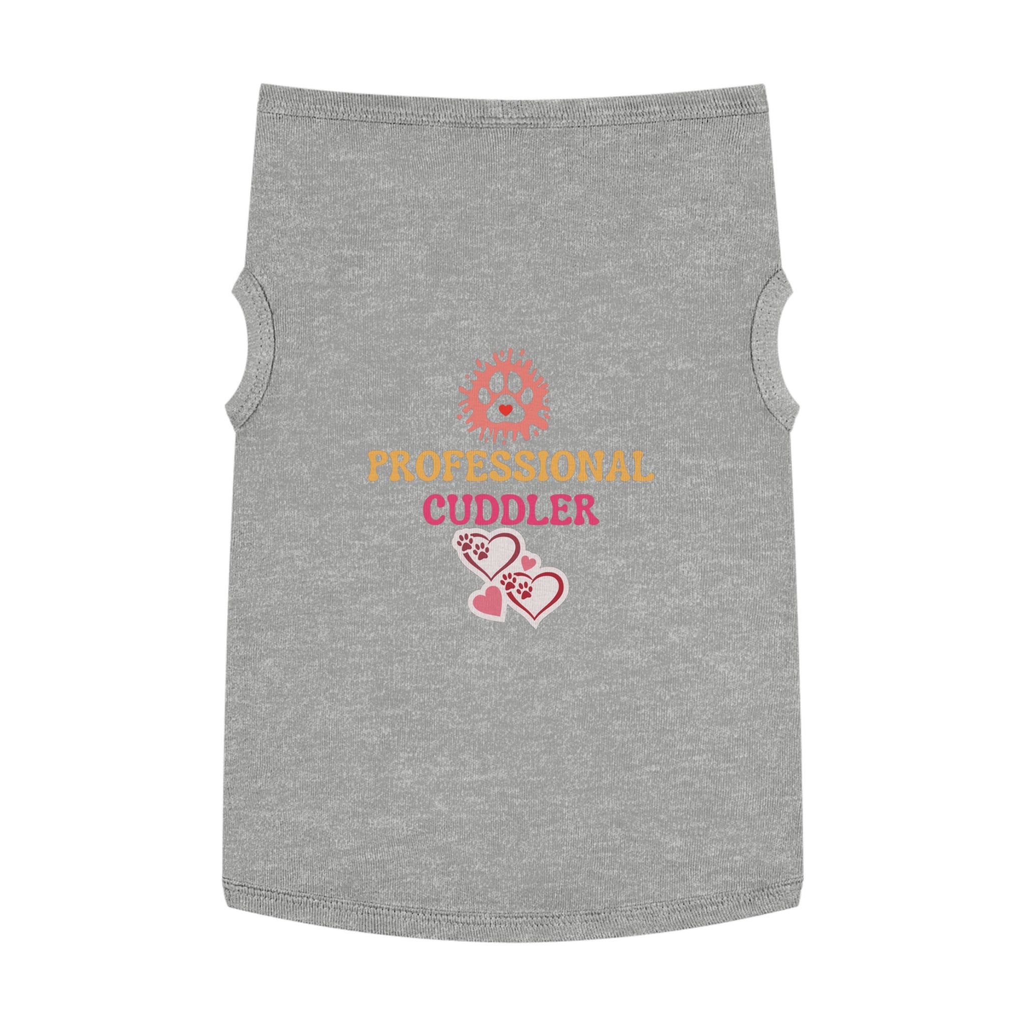 Professional Cuddler Pet Tank Top — Cute Paw Heart Dog & Cat Shirt for Small Pets