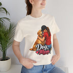 Dog Mom T-Shirt - Cute Woman Hugging Golden Retriever Tee
