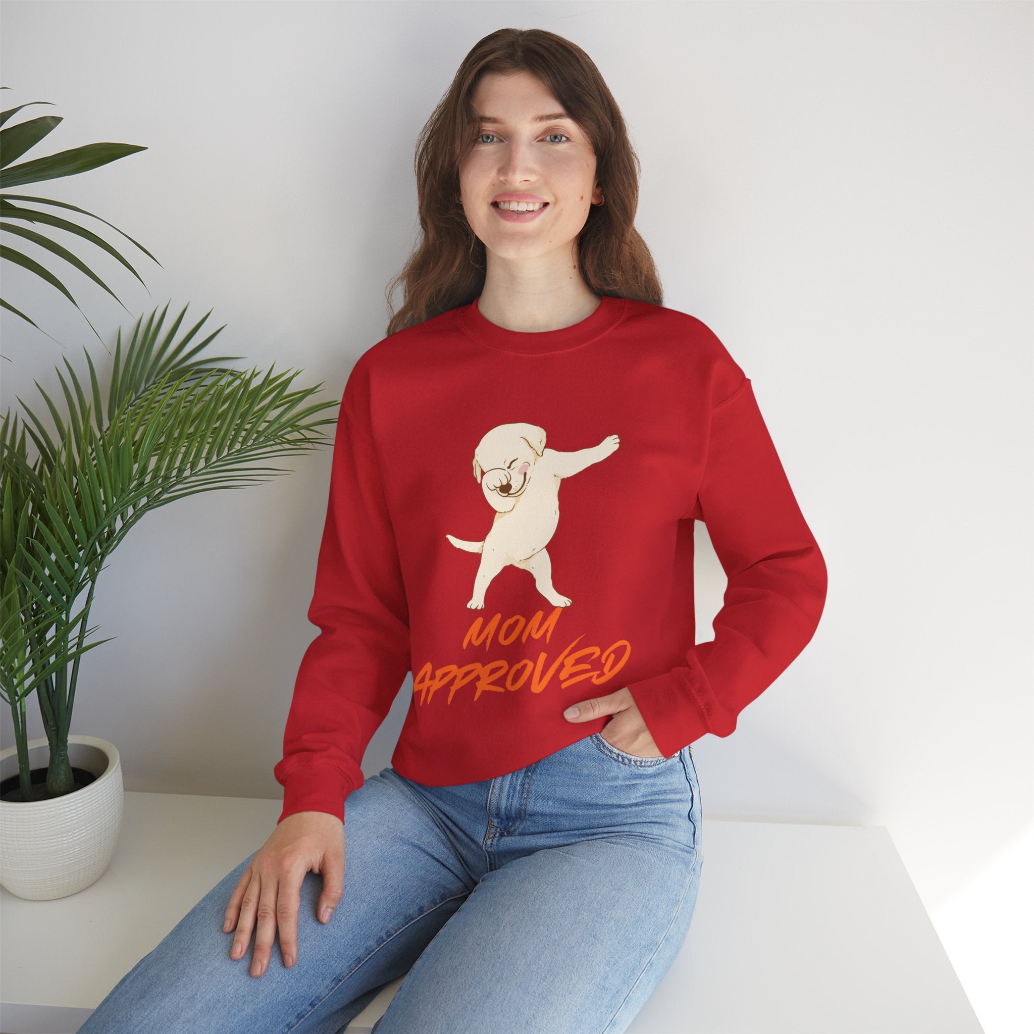 Crewneck Sweatshirt - 'Mom Approved' Dabbing Dog Cute Graphic