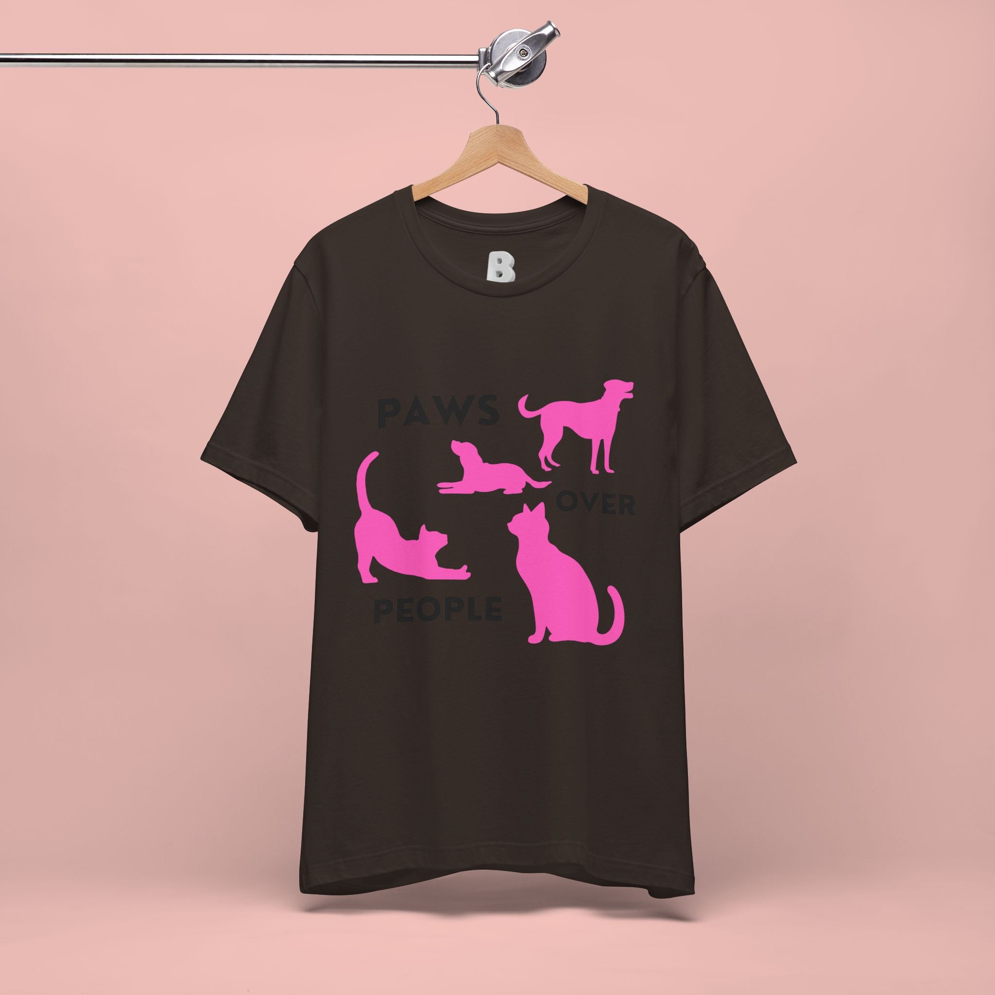 Paws Over People Tee — Pink Cats & Dogs Graphic T-Shirt