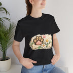 Dog Paw Floral T-Shirt — Cute Paw Print, Bone & Daisies Tee