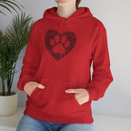 Heart Paw Print Hoodie — Dog Lover Heart Paw Graphic Sweatshirt