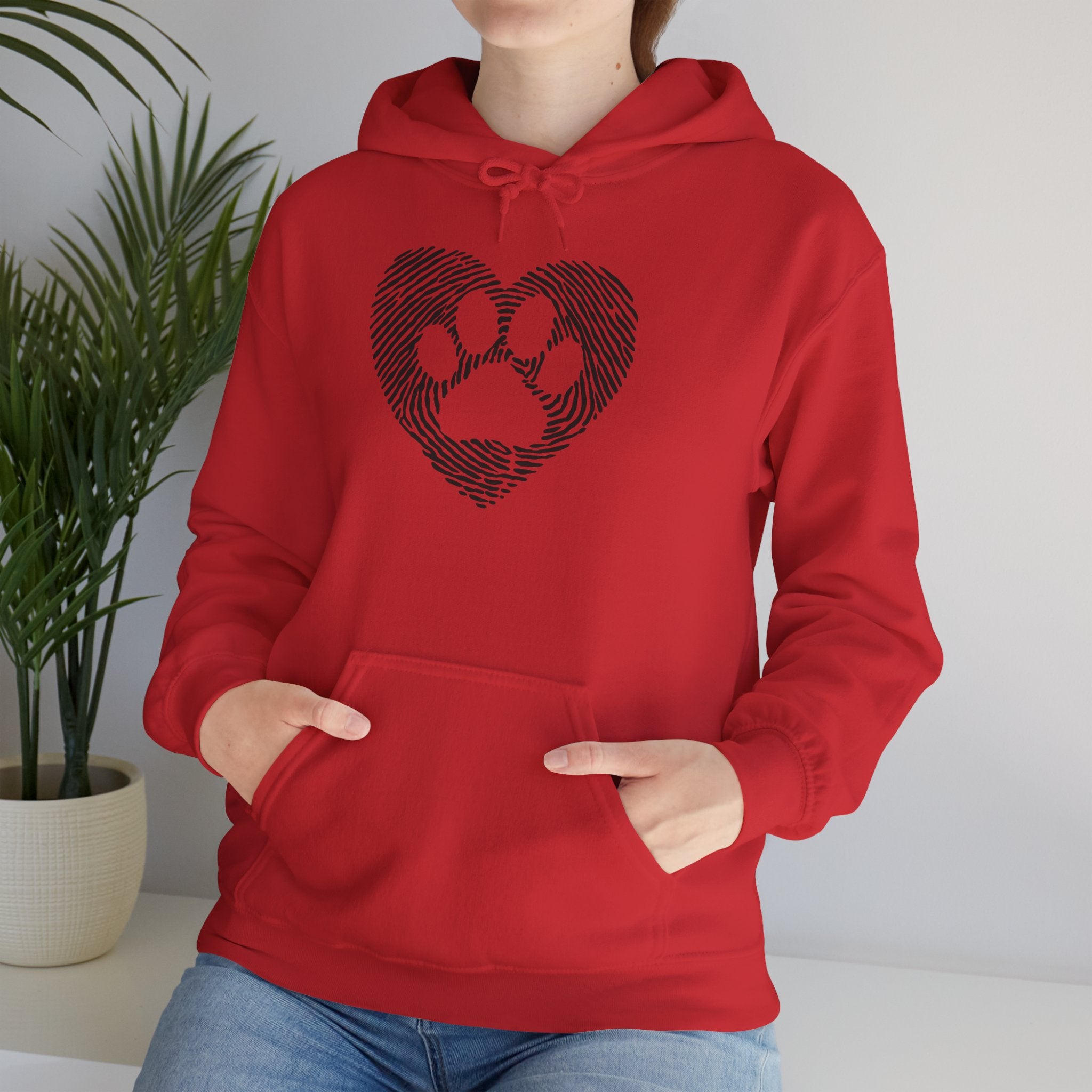 Heart Paw Print Hoodie — Dog Lover Heart Paw Graphic Sweatshirt